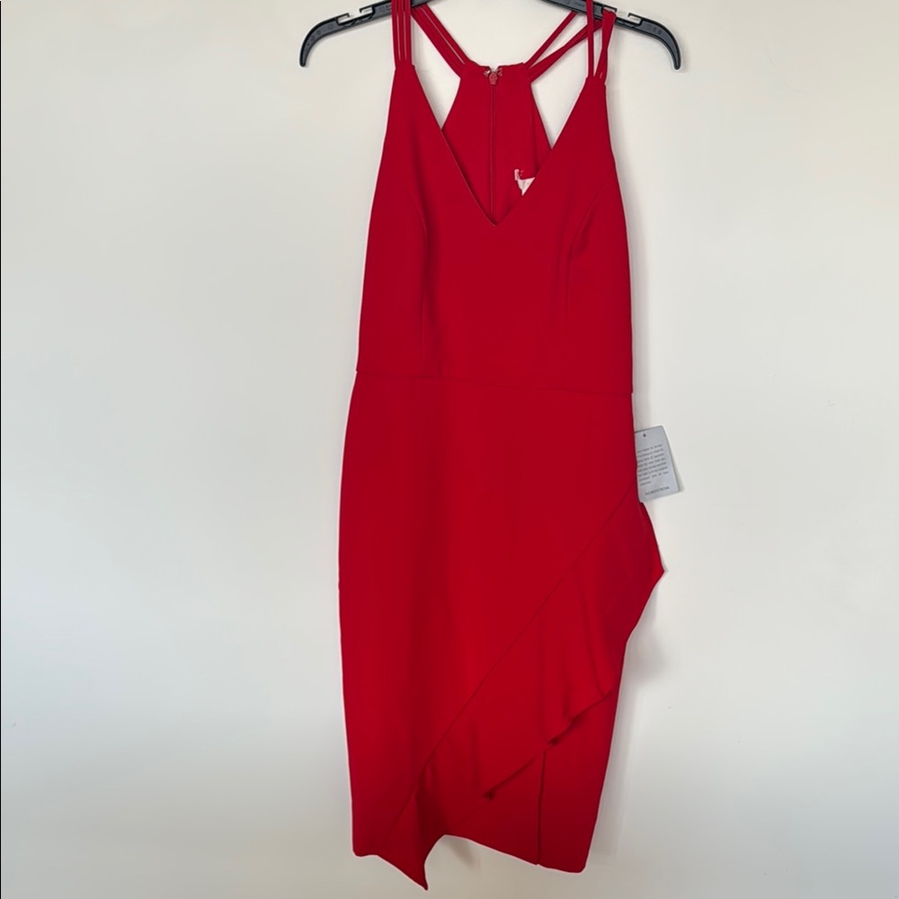 Red Sleeveless Halter Cocktail Dress